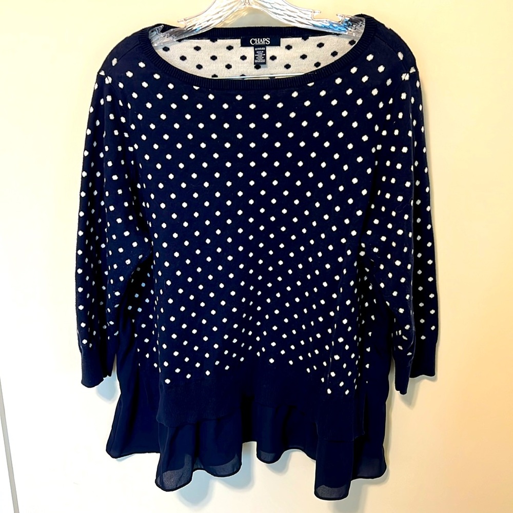 Chaps Women’s Polka Dot Mock-Layer Sweater / Size 1X / Very Good Condition